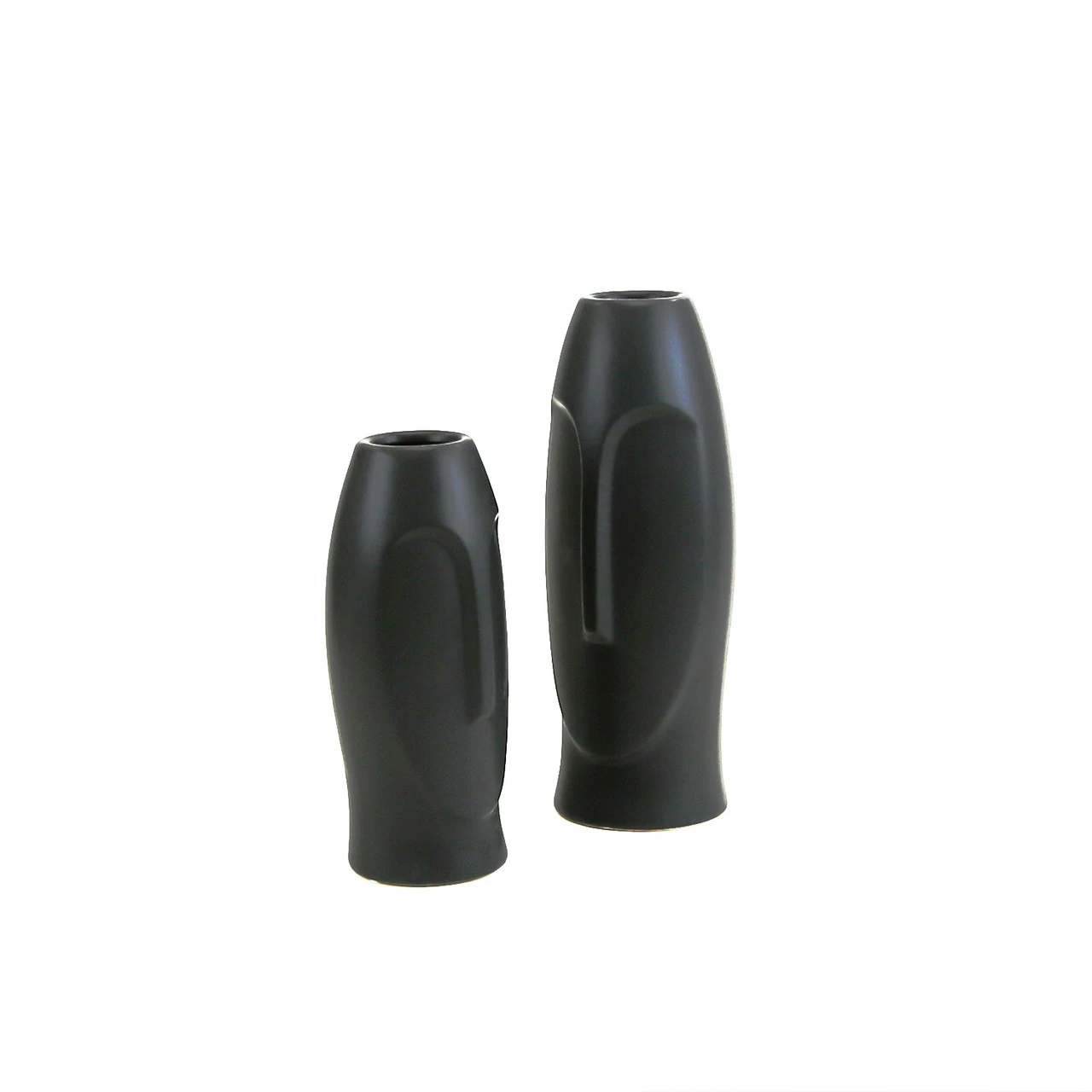 Black Ceramic Abstract Moai Face Vase - 18 Pieces 2 Black Ceramic Abstract Moai Face Vase - 18 Pieces - Image 2
