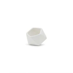 4.2" X 3.35" Small Tilted Geometric Pot - Matte White - 24 Pieces