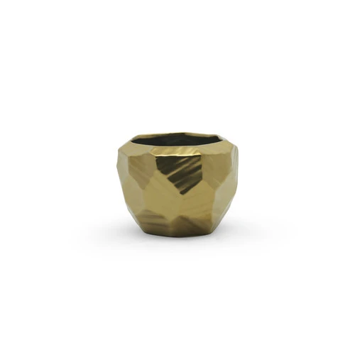 5.1" X 4.1" Medium Gold Geometric Pot - 16 Pieces 2 5.1" X 4.1" Medium Gold Geometric Pot - 16 Pieces - Image 2