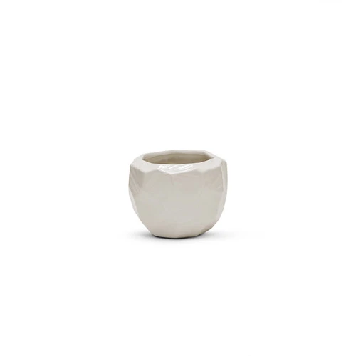 5.1" X 4.1" Medium White Geometric Pot - 16 Pieces 3 5.1" X 4.1" Medium White Geometric Pot - 16 Pieces - Image 3