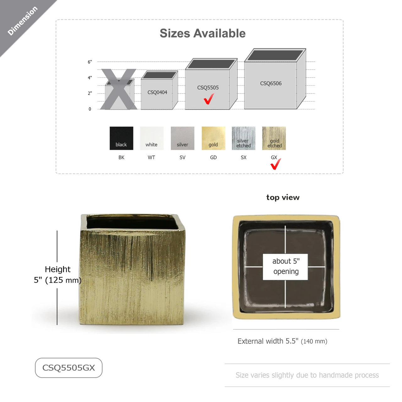 5 Inch Gold Square Cube - 12 Pieces 2 5 Inch Gold Square Cube - 12 Pieces - Image 2