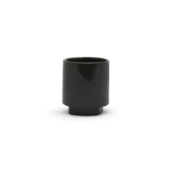 Unique Black Cylinder Ceramic Pot With Base - 16 Pieces
