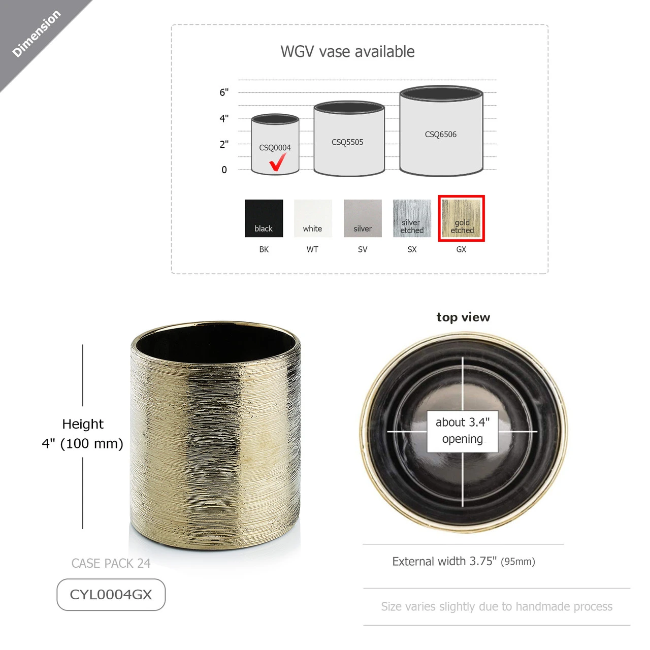 3.75" X 4" Gold Cylinder Ceramic - 24 Pieces 2 3.75" X 4" Gold Cylinder Ceramic - 24 Pieces - Image 2