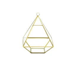 Gold Raised Pyramid Geometric Glass Terrarium, Nonahedron - 6 Pieces