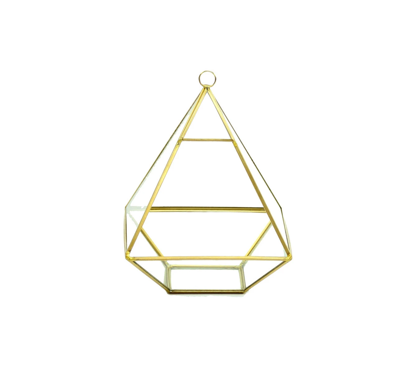 Gold Raised Pyramid Geometric Glass Terrarium, Nonahedron - 6 Pieces 1 Gold Raised Pyramid Geometric Glass Terrarium, Nonahedron - 6 Pieces