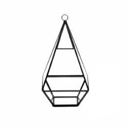 Tall Gold Raised Pyramid Geometric Glass Terrarium, Nonahedron - 9 Pieces