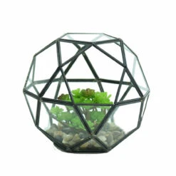 7.5" X 7.5" Geometric Glass Terrarium, Icosidodecahedron Complicated Multi-Facet, Black Frame - 4 Pieces -Home Decoration Discount GET1507BK h2 31398.1466394313.1280.1280