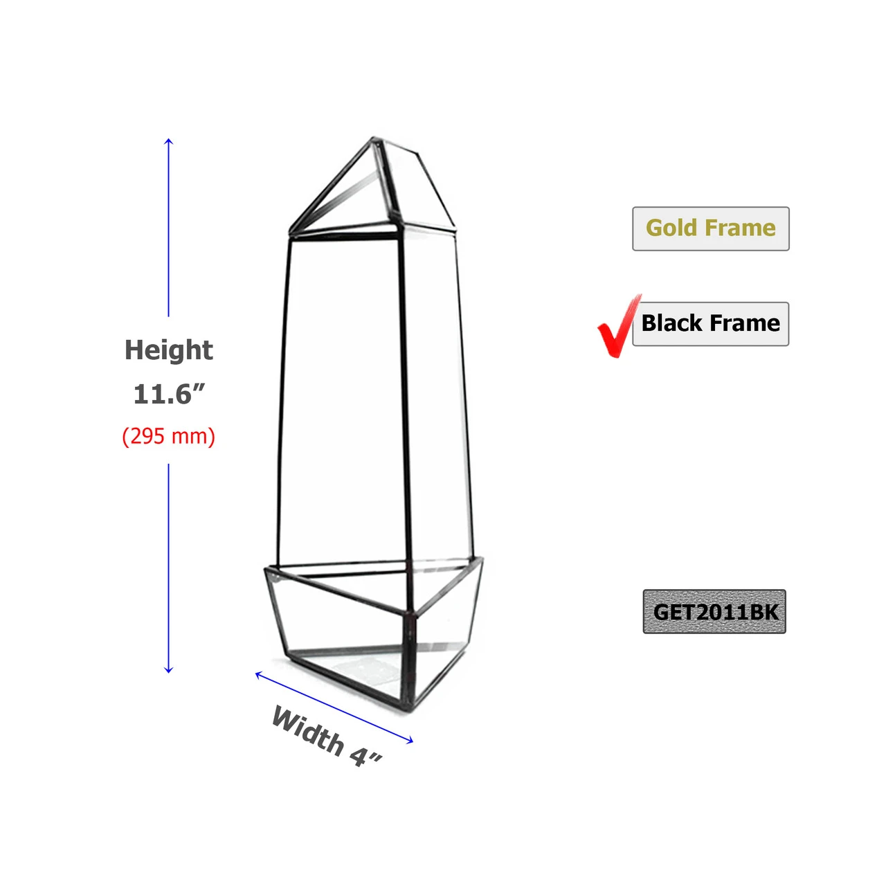 Black Tall Triangular Obelisk Geometric Glass Terrarium - 9 Pieces 2 Black Tall Triangular Obelisk Geometric Glass Terrarium - 9 Pieces - Image 2