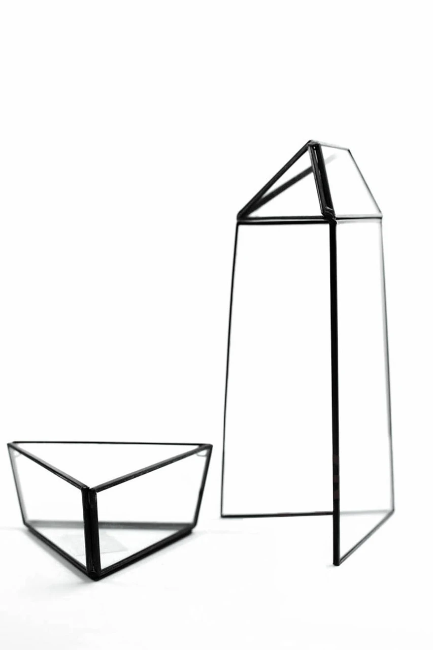 Black Tall Triangular Obelisk Geometric Glass Terrarium - 9 Pieces 3 Black Tall Triangular Obelisk Geometric Glass Terrarium - 9 Pieces - Image 3