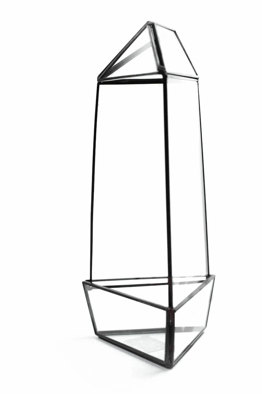 Black Tall Triangular Obelisk Geometric Glass Terrarium - 9 Pieces 1 Black Tall Triangular Obelisk Geometric Glass Terrarium - 9 Pieces