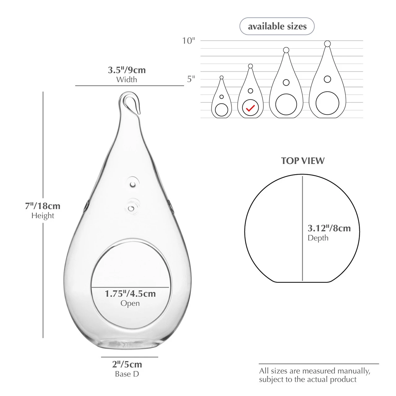 3.5" X 7" Hanging Pear Terrarium Candle Holder - 36 Pieces 2 3.5" X 7" Hanging Pear Terrarium Candle Holder - 36 Pieces - Image 2