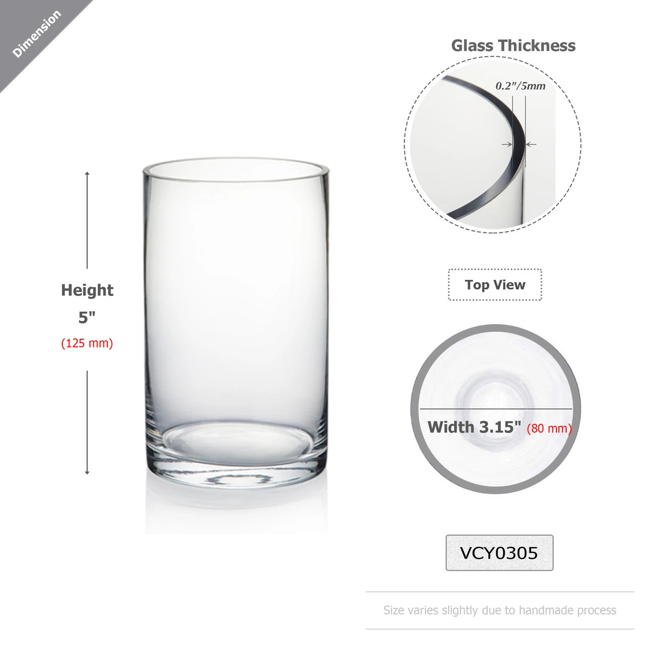 3" X 5" Cylinder Glass Vase - 12 Pieces 2 3" X 5" Cylinder Glass Vase - 12 Pieces - Image 2