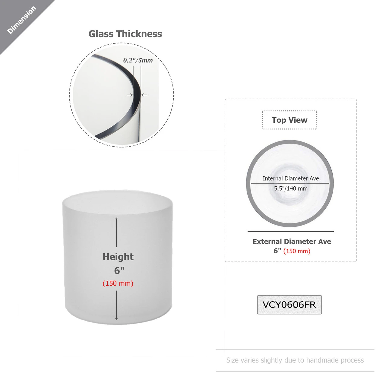 6" X 6" Frosted Cylinder Glass Vase - 12 Pieces 2 6" X 6" Frosted Cylinder Glass Vase - 12 Pieces - Image 2