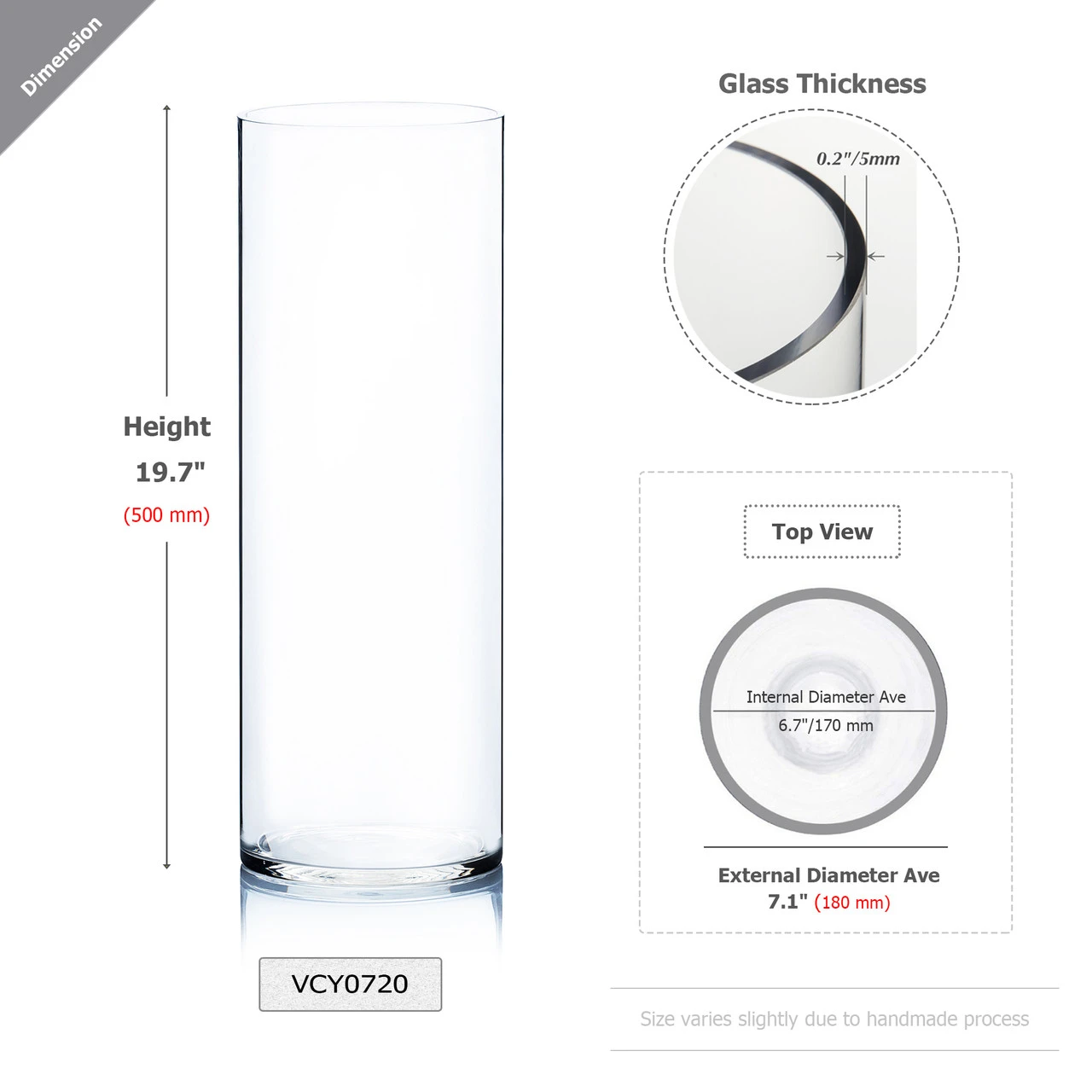 7" X 20" Cylinder Glass Vase - 4 Pieces 2 7" X 20" Cylinder Glass Vase - 4 Pieces - Image 2