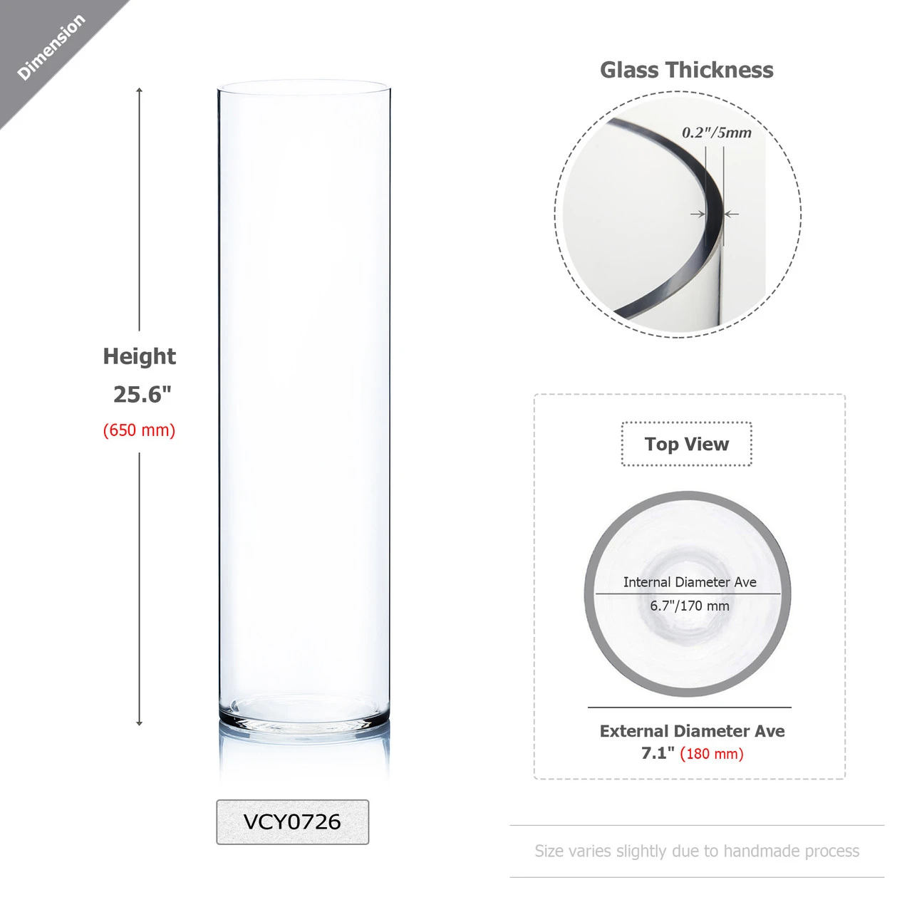 7" X 26" Cylinder Glass Vase - 4 Pieces 2 7" X 26" Cylinder Glass Vase - 4 Pieces - Image 2