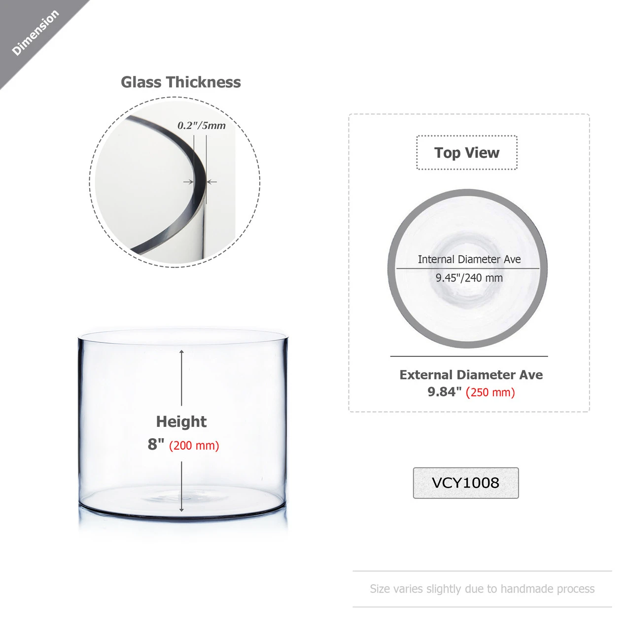 10" X 8" Cylinder Glass Vase - 4 Pieces 2 10" X 8" Cylinder Glass Vase - 4 Pieces - Image 2