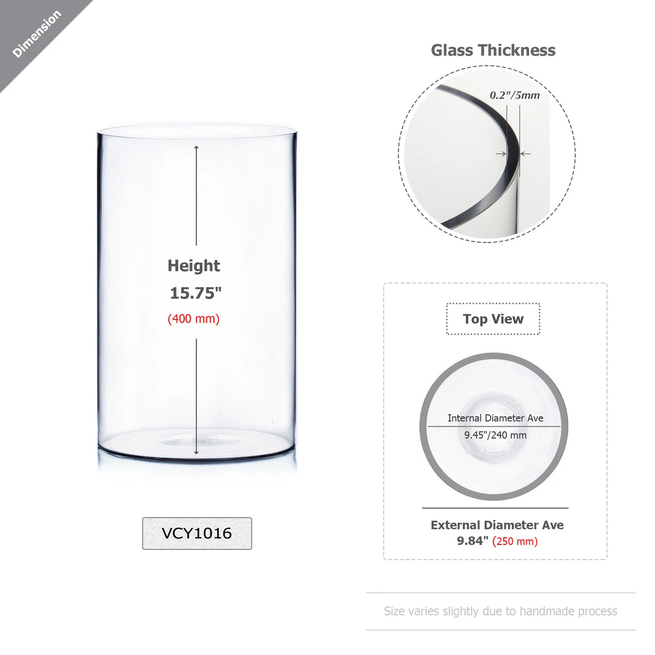 10" X 16" Cylinder Glass Vase - 2 Pieces 2 10" X 16" Cylinder Glass Vase - 2 Pieces - Image 2