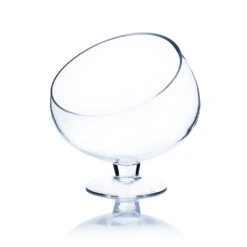 7" X 7" Clear Slant Cut Bowl Vase On Stand / Terrarium - 8 Pieces
