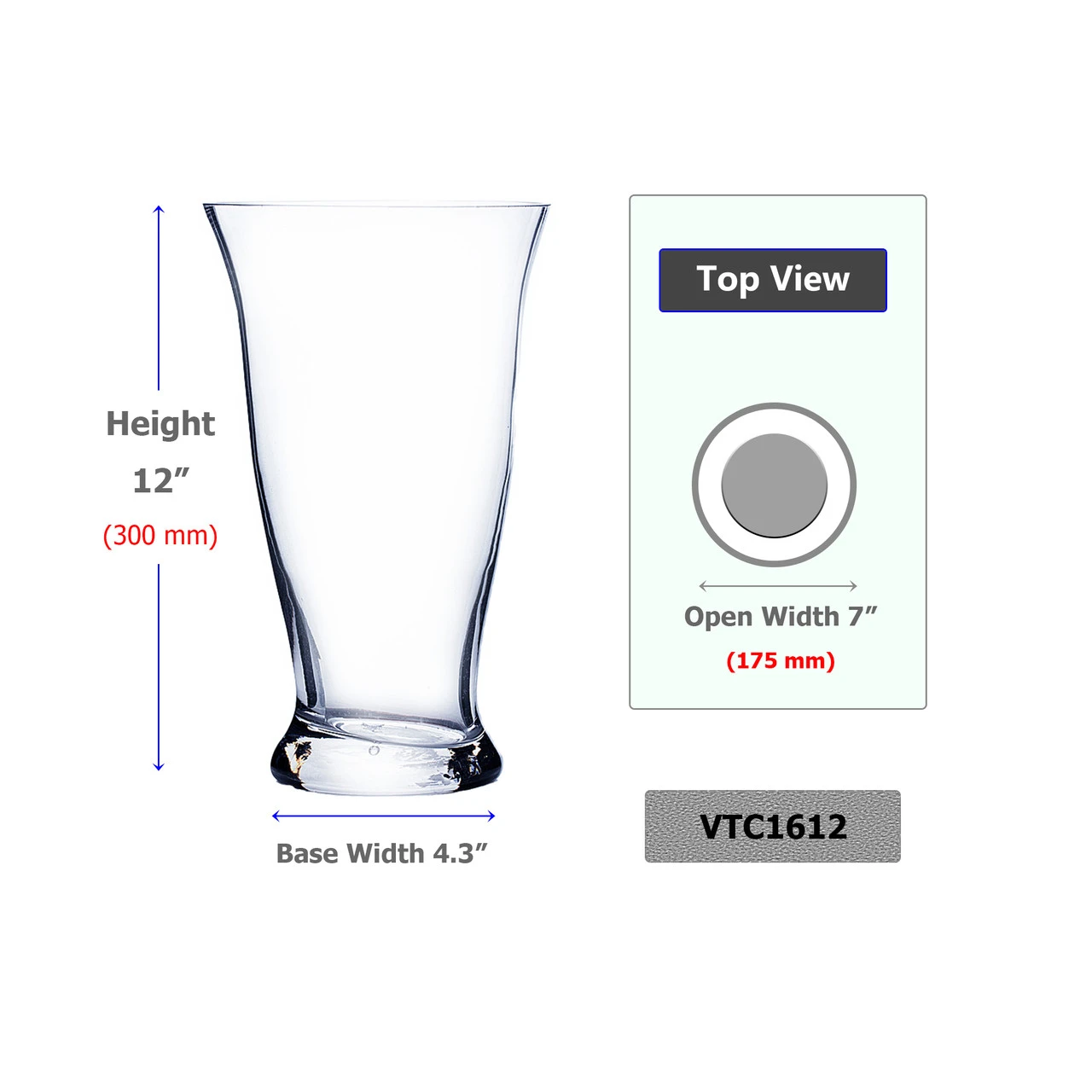 12 Inch Clear Taper Down Cylinder With Base - 6 Pieces 2 12 Inch Clear Taper Down Cylinder With Base - 6 Pieces - Image 2
