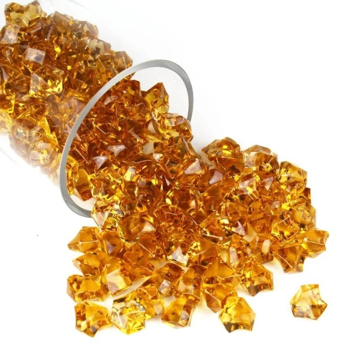 Amber Acrylic Crushed Ice Rocks Vase Filler, 1" (Wholesale 24 LBS/Case) 3 Amber Acrylic Crushed Ice Rocks Vase Filler, 1" (Wholesale 24 LBS/Case) - Image 3