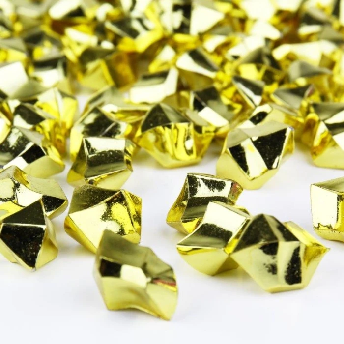 Gold Acrylic Crushed Ice Rocks Vase Filler, 1" (Wholesale 24 LBS/Case) 2 Gold Acrylic Crushed Ice Rocks Vase Filler, 1" (Wholesale 24 LBS/Case) - Image 2