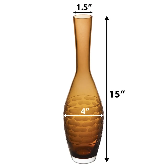 Amber Gold Decorative Bottle Glass Vase H-15" D-1.75" (Wholesale 6 Pcs Per Case) 2 Amber Gold Decorative Bottle Glass Vase H-15" D-1.75" (Wholesale 6 Pcs Per Case) - Image 2