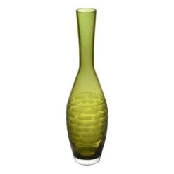 Olive Green Decorative Bottle Glass Vase H-15" D-1.75" (Wholesale 6 Pcs Per Case)