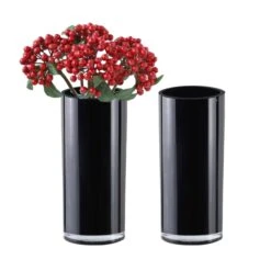 Glass Black Cylinder Vase, H-9" D-4" (Wholesale 4 PCS/Case) 8 Glass Black Cylinder Vase, H-9" D-4" (Wholesale 4 PCS/Case) -Home Decoration Discount black glass cylinder vases gcy010 09bk 3