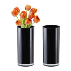 Glass Black Cylinder Vase, H-9", 12", 16", 20" D-4" (Wholesale 4 PCS/Case) -Home Decoration Discount black glass cylinder vases gcy010 09bk 4 1