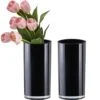 Glass Black Cylinder Vase, H-9" D-4" (Wholesale 4 PCS/Case)