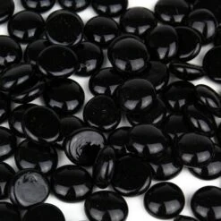 Black Glass Flat Gemstone Vase Filler, 3/4" (Wholesale 28 LBS/Case) 8 Black Glass Flat Gemstone Vase Filler, 3/4" (Wholesale 28 LBS/Case) -Home Decoration Discount black glass flat marbles ggm001bk 1