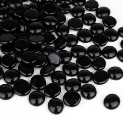 Black Glass Flat Gemstone Vase Filler, 3/4" (Wholesale 28 LBS/Case)