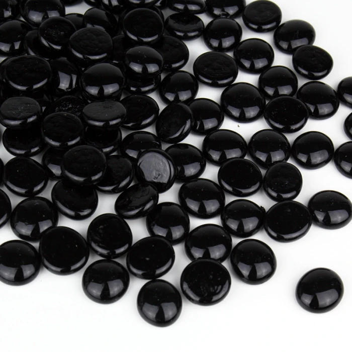 Black Glass Flat Gemstone Vase Filler, 3/4" (Wholesale 28 LBS/Case) 1 Black Glass Flat Gemstone Vase Filler, 3/4" (Wholesale 28 LBS/Case)