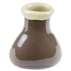 Brown Slim Bottle Vase With 2 Tones Flip Lip H-7.5" D-3.5" X 2.5 (Wholesale 12 Pcs Per Case) -Home Decoration Discount brown decorative vase dg0170br 01 1000