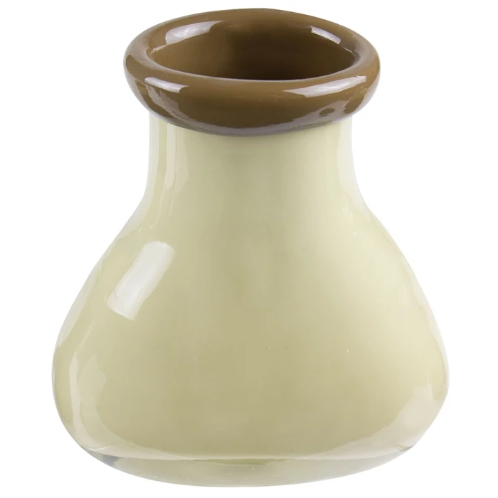 Cream Slim Bottle Vase With 2 Tones Flip Lip H-7.5" D-3.5" X 2.5 (Wholesale 12 Pcs Per Case) 4 Cream Slim Bottle Vase With 2 Tones Flip Lip H-7.5" D-3.5" X 2.5 (Wholesale 12 Pcs Per Case) - Image 4