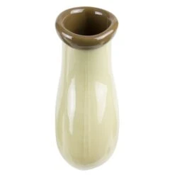 Cream Slim Bottle Vase With 2 Tones Flip Lip H-7.5" D-3.5" X 2.5 (Wholesale 12 Pcs Per Case) 6 Cream Slim Bottle Vase With 2 Tones Flip Lip H-7.5" D-3.5" X 2.5 (Wholesale 12 Pcs Per Case) -Home Decoration Discount brown decorative vase dg0170cr 03 1000