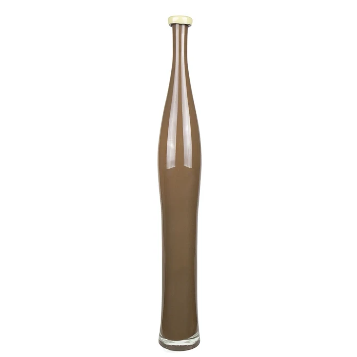 Brown Slim Curve Vase With 2 Tones Flip Lip H-24" D-1.5" (Wholesale 6 Pcs Per Case) 1 Brown Slim Curve Vase With 2 Tones Flip Lip H-24" D-1.5" (Wholesale 6 Pcs Per Case)