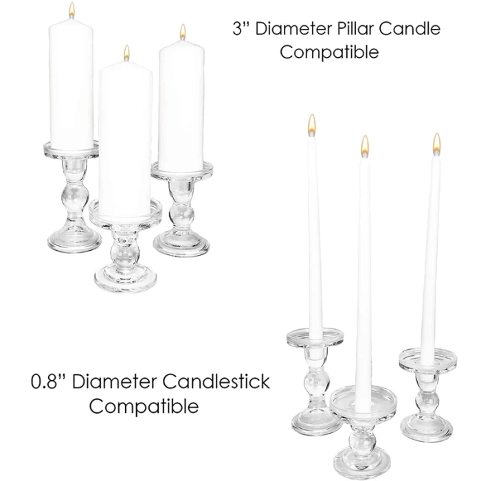 Glass Candle Holder Set Of 3 (D-3" H-3.5" | 4.5" | 5.5") 10 Glass Candle Holder Set Of 3 (D-3" H-3.5" | 4.5" | 5.5") - Image 10
