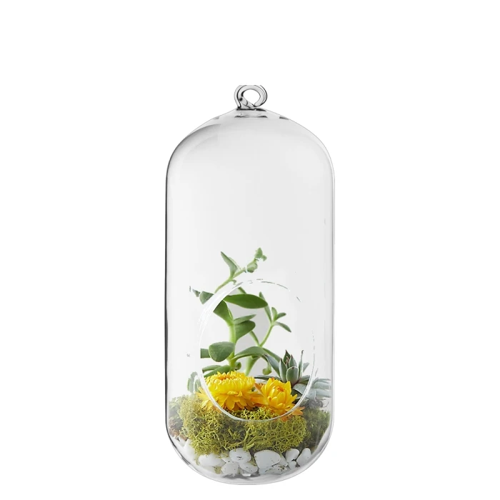 Glass Hanging Capsule Terrarium Candle Holder, H-9.5", 12" W-4.25" (Wholesale 12 Or 18 PCS/Case) 4 Glass Hanging Capsule Terrarium Candle Holder, H-9.5", 12" W-4.25" (Wholesale 12 Or 18 PCS/Case) - Image 4