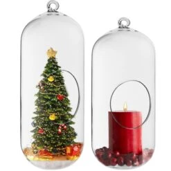 Glass Hanging Capsule Terrarium Candle Holder, H-9.5", 12" W-4.25" (Wholesale 12 Or 18 PCS/Case) 9 Glass Hanging Capsule Terrarium Candle Holder, H-9.5", 12" W-4.25" (Wholesale 12 Or 18 PCS/Case) -Home Decoration Discount bullet shape hanging terrarium gch116 12 christmas