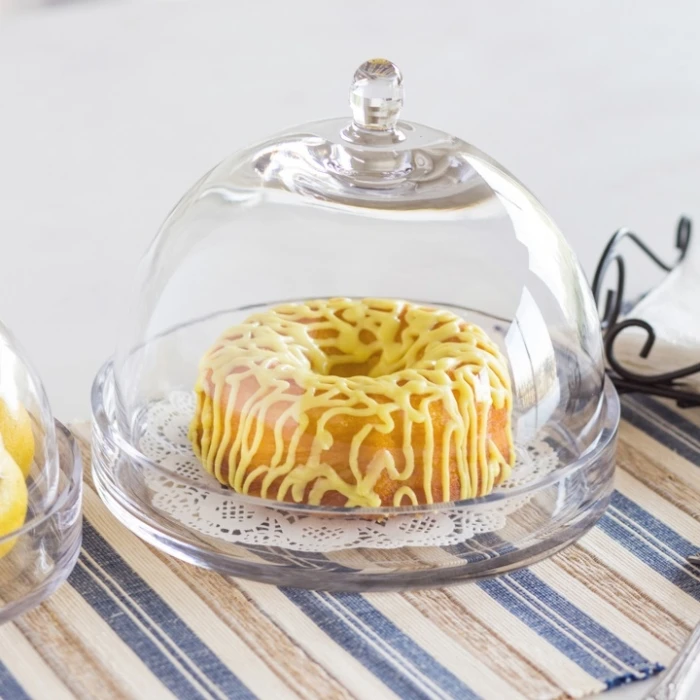 Glass Bell Dome Cloche With Glass Tray Base, H-8.5" D-10" (Wholesale 4 PCS/Case) 6 Glass Bell Dome Cloche With Glass Tray Base, H-8.5" D-10" (Wholesale 4 PCS/Case) - Image 6