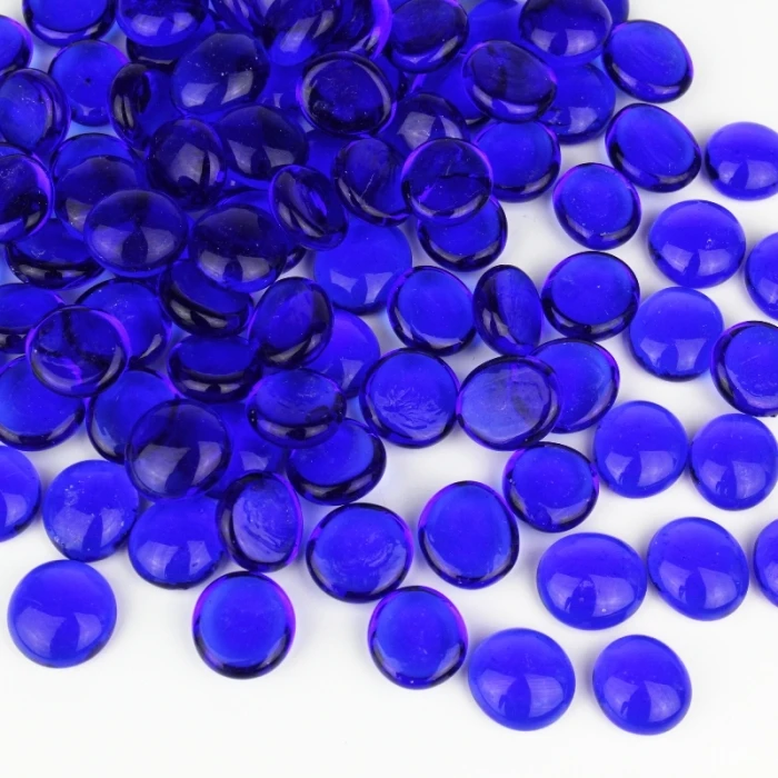 Cobalt Blue Glass Flat Gemstone Vase Filler, 3/4" (Wholesale 28 LBS/Case) 1 Cobalt Blue Glass Flat Gemstone Vase Filler, 3/4" (Wholesale 28 LBS/Case)