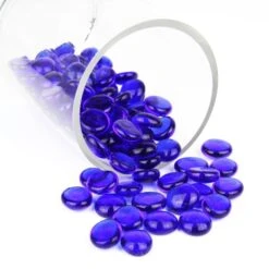 Cobalt Blue Glass Flat Gemstone Vase Filler, 3/4" (Wholesale 28 LBS/Case) 8 Cobalt Blue Glass Flat Gemstone Vase Filler, 3/4" (Wholesale 28 LBS/Case) -Home Decoration Discount cobalt blue glass flat marbles ggm001b 3