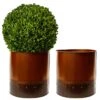 Copper Finish Zinc Metal Cylinder Planter, H-12" D-12" (Wholesale 4 PCS/Case)