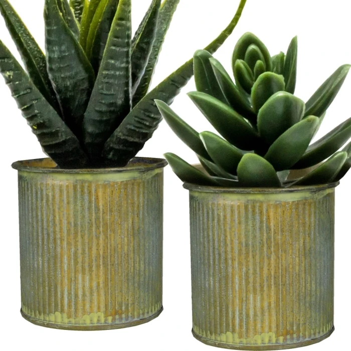 Corrugated Zinc Metal Cylinder Planter Pot, H-3" D-2.85" (Wholesale 72 PCS/Case) 1 Corrugated Zinc Metal Cylinder Planter Pot, H-3" D-2.85" (Wholesale 72 PCS/Case)