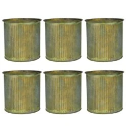 Corrugated Zinc Metal Cylinder Planter Pot, H-3" D-2.85" (Wholesale 72 PCS/Case) 7 Corrugated Zinc Metal Cylinder Planter Pot, H-3" D-2.85" (Wholesale 72 PCS/Case) -Home Decoration Discount corrugated metal steel zinc planter2