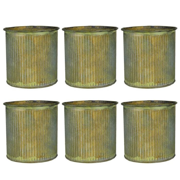 Corrugated Zinc Metal Cylinder Planter Pot, H-3" D-2.85" (Wholesale 72 PCS/Case) 4 Corrugated Zinc Metal Cylinder Planter Pot, H-3" D-2.85" (Wholesale 72 PCS/Case) - Image 4