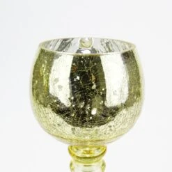 Set Of 3 Mercury Gold Crackle Glass, H-12" H-14" H-16" (Wholesale 3 SETS/Case) 15 Set Of 3 Mercury Gold Crackle Glass, H-12" H-14" H-16" (Wholesale 3 SETS/Case) -Home Decoration Discount crackle mercury gold candle holder gch351s3gd 1