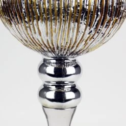 Set Of 3 Mercury Gold Etched Glass, H-12" H-14" H-16" (Wholesale 3 SETS/Case) 12 Set Of 3 Mercury Gold Etched Glass, H-12" H-14" H-16" (Wholesale 3 SETS/Case) -Home Decoration Discount crackle mercury gold candle holder gch352s3gd 2