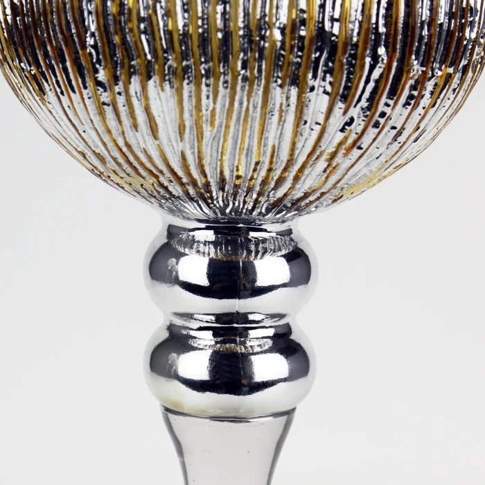 Set Of 3 Mercury Gold Etched Glass, H-12" H-14" H-16" (Wholesale 3 SETS/Case) 4 Set Of 3 Mercury Gold Etched Glass, H-12" H-14" H-16" (Wholesale 3 SETS/Case) - Image 4